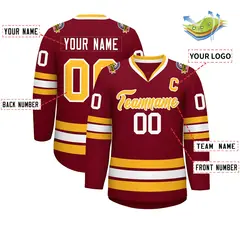 Crimson Gold-White Classic Style Hockey Jersey 2