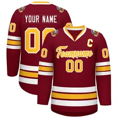 Crimson Gold-White Classic Style Hockey Jersey 1