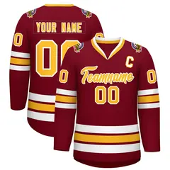Crimson Gold-White Classic Style Hockey Jersey 1