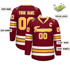 Crimson Gold-White Classic Style Hockey Jersey 2