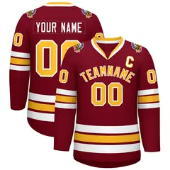 Crimson Gold-White Classic Style Hockey Jersey 1