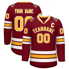 Crimson Gold-White Classic Style Hockey Jersey 1
