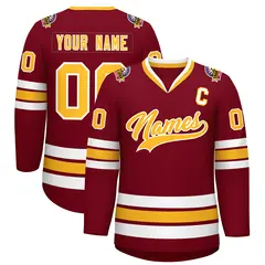 Crimson Gold-White Classic Style Hockey Jersey 1