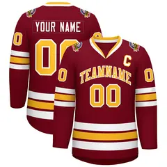 Crimson Gold-White Classic Style Hockey Jersey 1