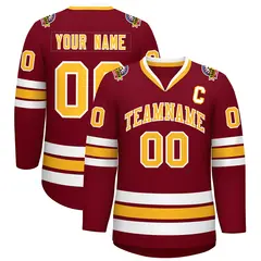 Crimson Gold-White Classic Style Hockey Jersey 1