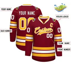 Crimson Gold-White Classic Style Hockey Jersey 2