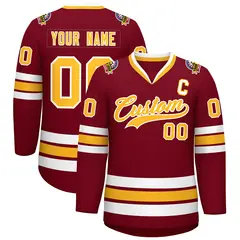 Crimson Gold-White Classic Style Hockey Jersey 1