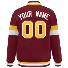 Crimson Gold-White Color Block Varsity Baseball Jacket 4