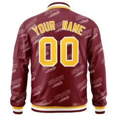 Crimson Gold-White Full-Zip Varsity Letter Bomber Jacket 4