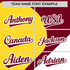 Crimson Gold-White Half Heart Color Block Baseball Jersey 3