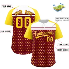 Crimson Gold-White Raglan Star Print Baseball Jersey 2