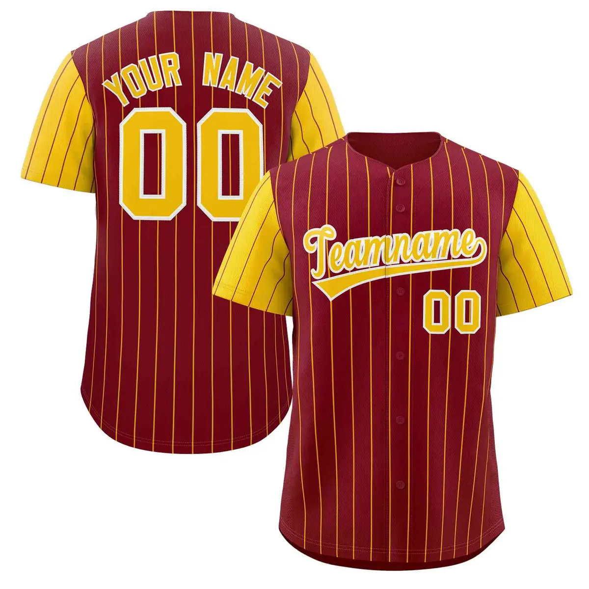 Crimson Gold-White Stripe Raglan Baseball Jersey