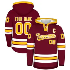 Crimson Gold Wrinkle-Resistant Lace-Up Neck Hockey Hoodie 1