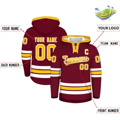 Crimson Gold Wrinkle-Resistant Lace-Up Neck Hockey Hoodie 2
