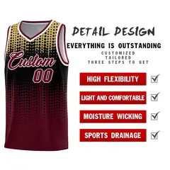 Crimson Gradient Dots Pattern Team Basketball Jersey 2