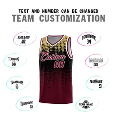 Crimson Gradient Dots Pattern Team Basketball Jersey 4
