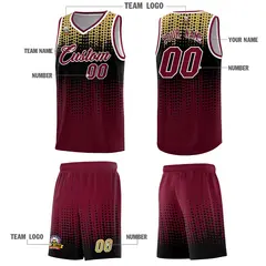Crimson Gradient Dots Pattern Team Basketball Jersey 5