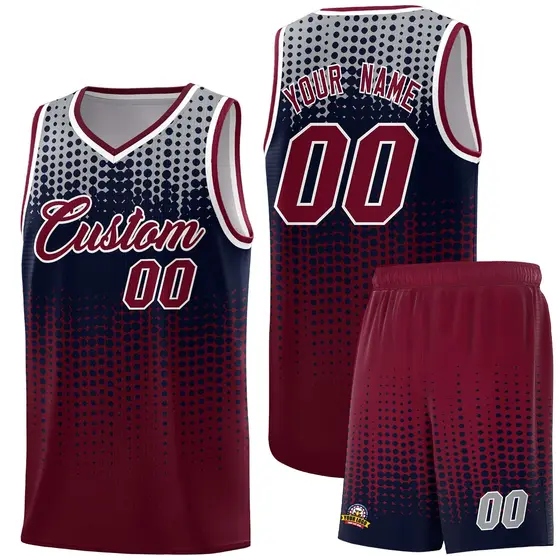 Crimson Gradient Dots Pattern Team Basketball Jersey