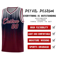 Crimson Gradient Dots Pattern Team Basketball Jersey 2