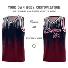 Crimson Gradient Dots Pattern Team Basketball Jersey 3
