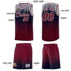 Crimson Gradient Dots Pattern Team Basketball Jersey 5