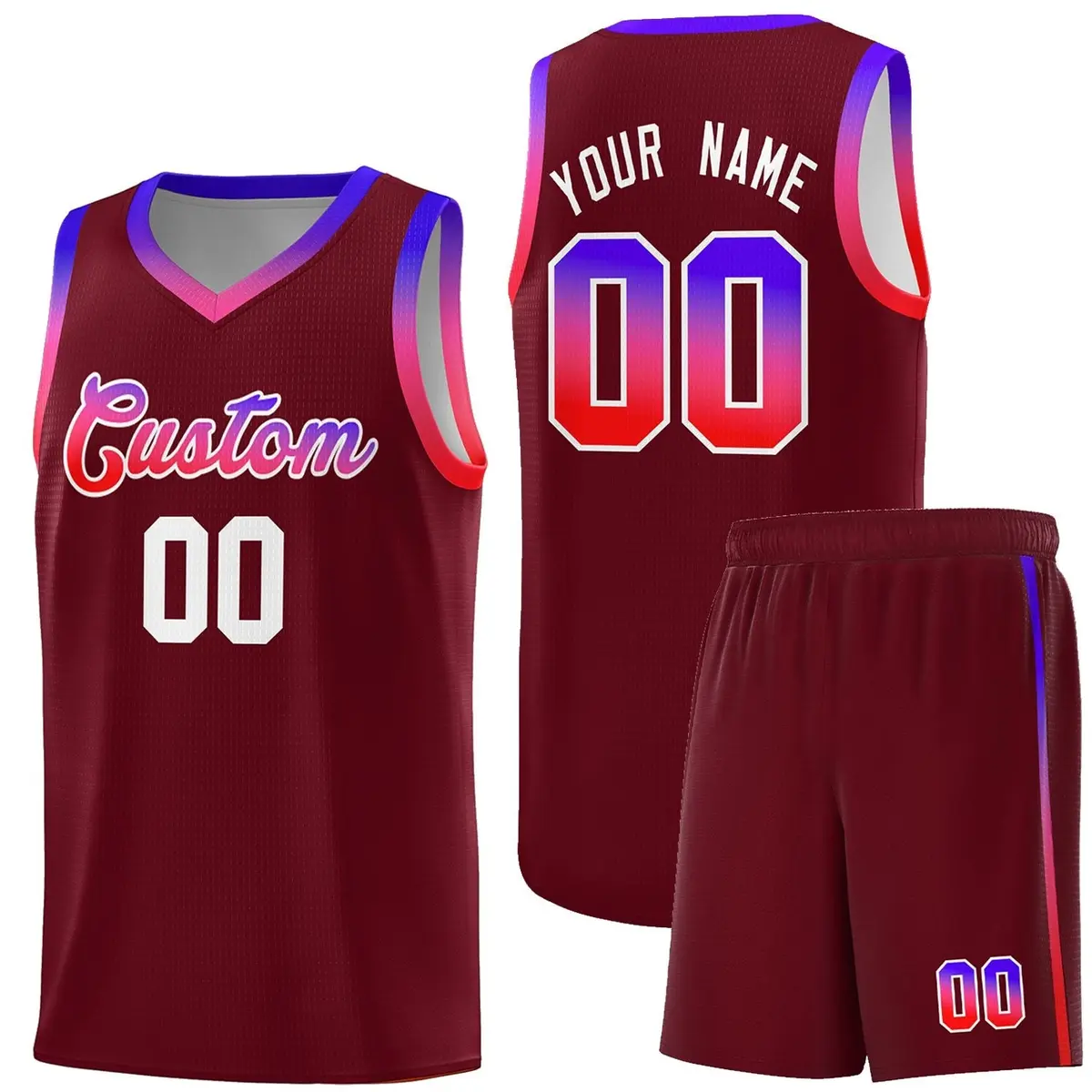 Crimson Gradient Font Sports Uniform Basketball Jersey