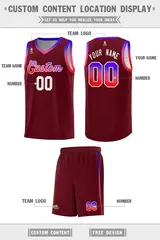 Crimson Gradient Font Sports Uniform Basketball Jersey 2