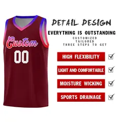 Crimson Gradient Font Sports Uniform Basketball Jersey 4