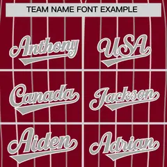 Crimson Gray and White Bi-Color Stripes Baseball Jersey 3