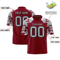 Crimson Gray-Black Camo Authentic Football Jersey 2