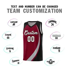 Crimson Gray-Black Color Block Basketball Jersey 3
