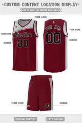 Crimson Gray-Black Color Block Basketball Jersey 2
