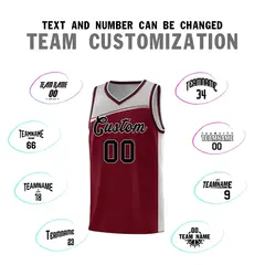 Crimson Gray-Black Color Block Basketball Jersey 3
