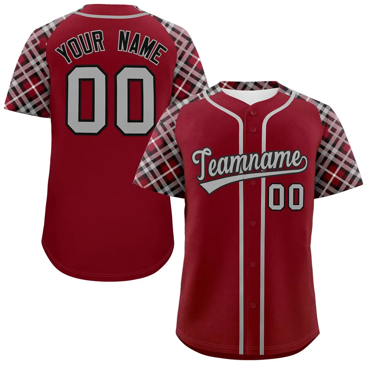 Crimson Gray-Black Raglan Sleeves Authentic Baseball Jersey