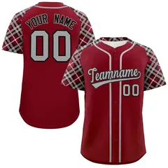 Crimson Gray-Black Raglan Sleeves Authentic Baseball Jersey 1