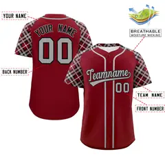 Crimson Gray-Black Raglan Sleeves Authentic Baseball Jersey 2