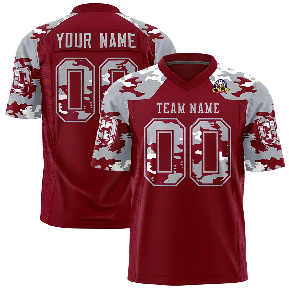 Crimson Gray Camo Authentic Football Jersey