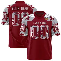 Crimson Gray Camo Authentic Football Jersey