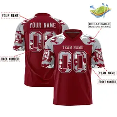 Crimson Gray Camo Authentic Football Jersey 2