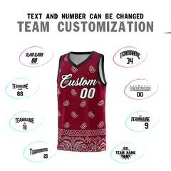 Crimson Gray Cashew Pattern Basketball Jersey 4