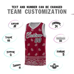 Crimson Gray Cashew Pattern Basketball Jersey 4