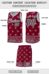 Crimson Gray Cashew Pattern Basketball Jersey 5