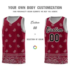 Crimson Gray Cashew Pattern Basketball Jersey 10