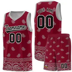 Crimson Gray Cashew Pattern Basketball Jersey 22