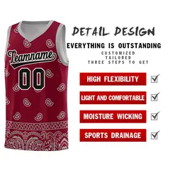 Crimson Gray Cashew Pattern Basketball Jersey 23