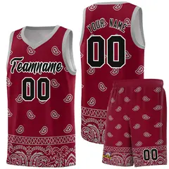Crimson Gray Cashew Pattern Basketball Jersey 29
