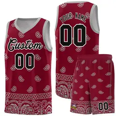 Crimson Gray Cashew Pattern Basketball Jersey 8