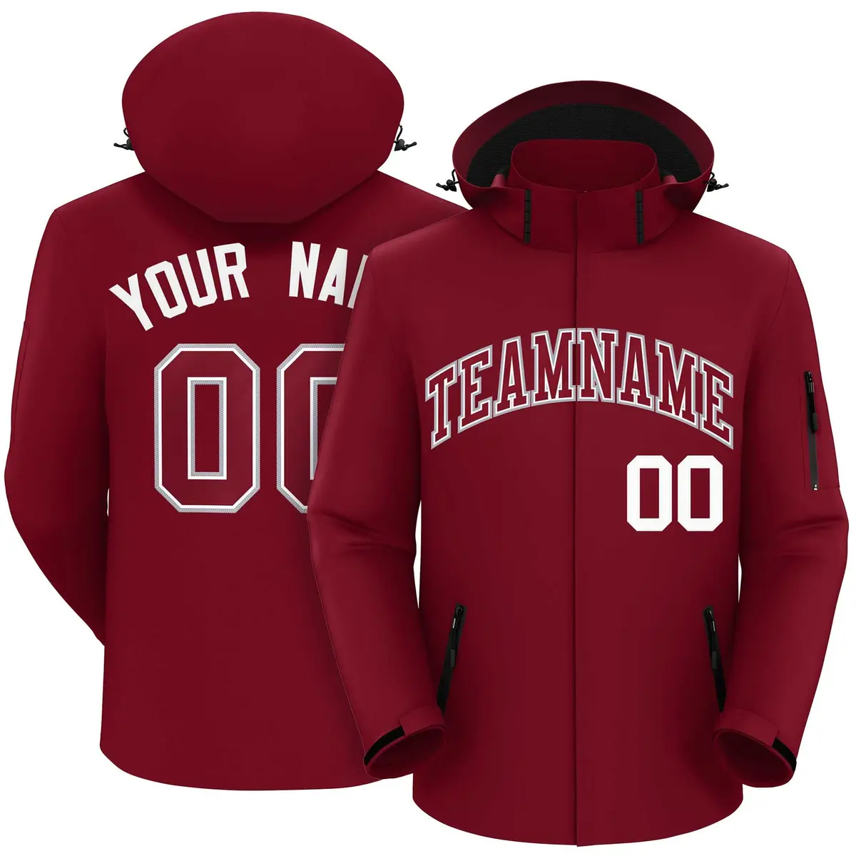 Crimson-Gray Classic Style Waterproof Jacket