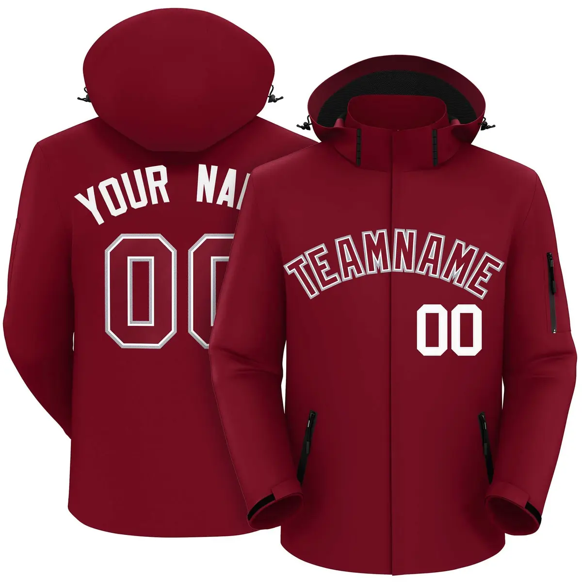 Crimson-Gray Classic Style Waterproof Jacket