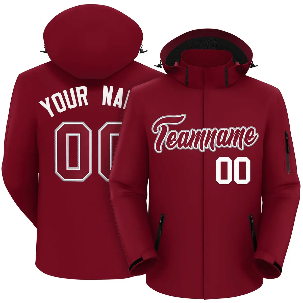 Crimson-Gray Classic Style Waterproof Jacket